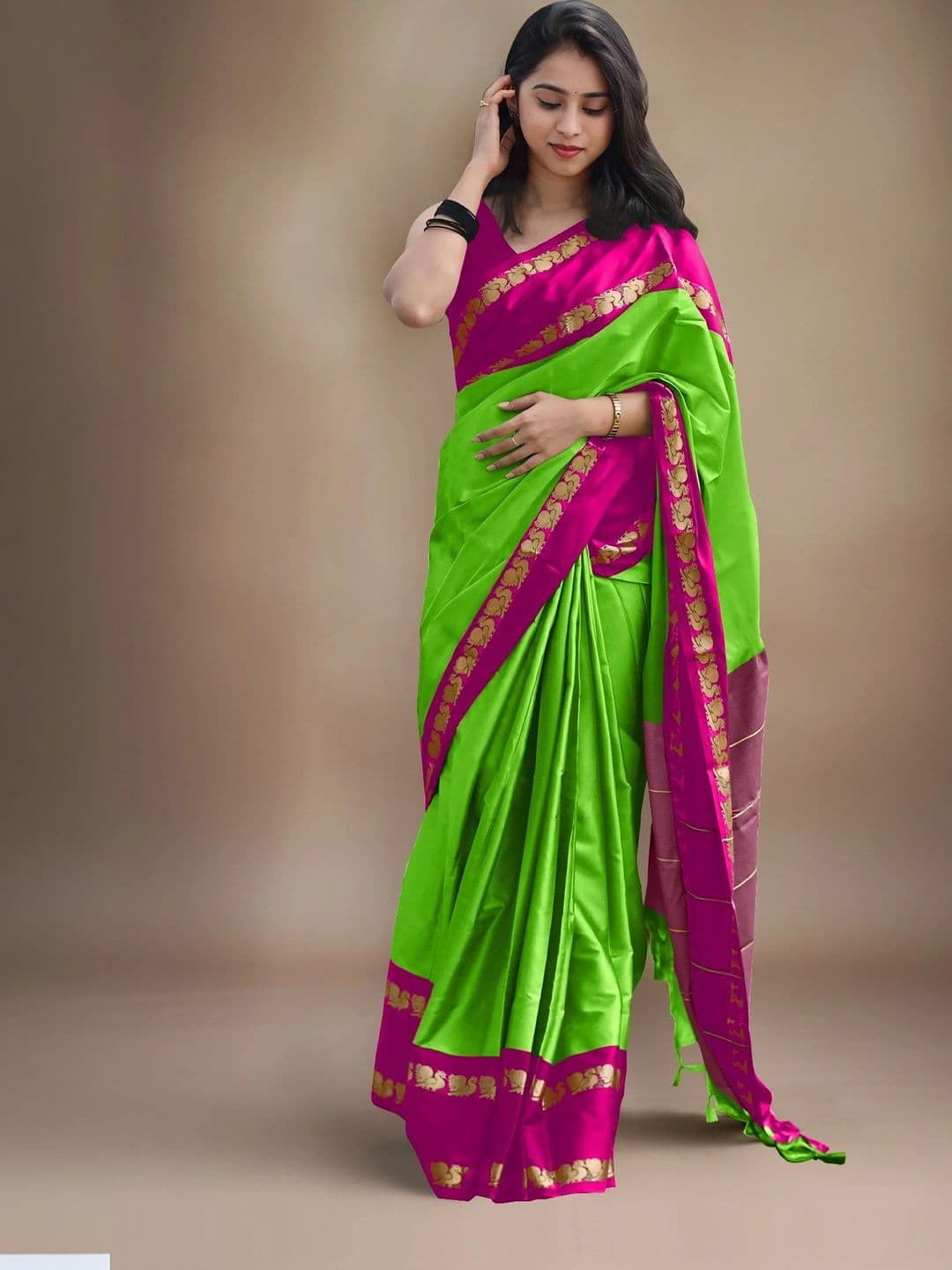 UMANTA Ethnic Motifs Zari Silk Cotton Designer Gadwal Saree - view 1