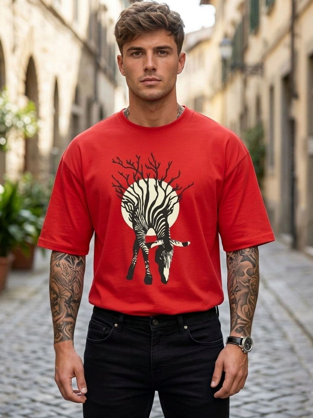Moda Rapido Men Printed Drop-Shoulder Sleeves T-shirt - view 1
