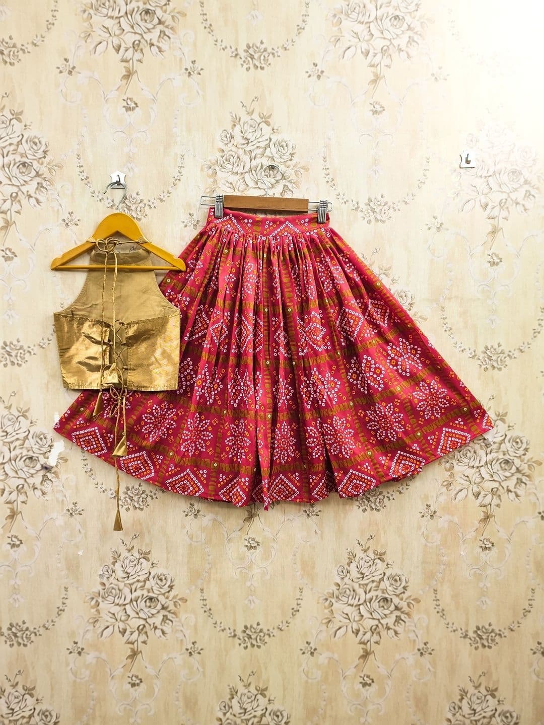 KALINI Girl Cotton Halter Neck Ethnic Silk Lehenga Set thumbnail 4