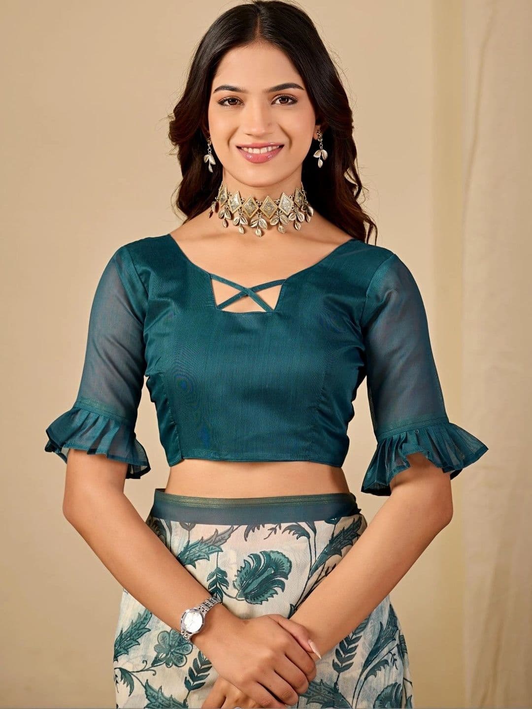 Sangria Floral Leheriya Saree thumbnail 7