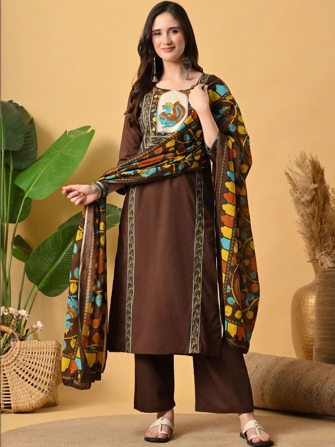 Anouk Women Ethnic Motifs Printed Regular Pure Cotton Kurta with Palazzos & With Dupatta - view 1