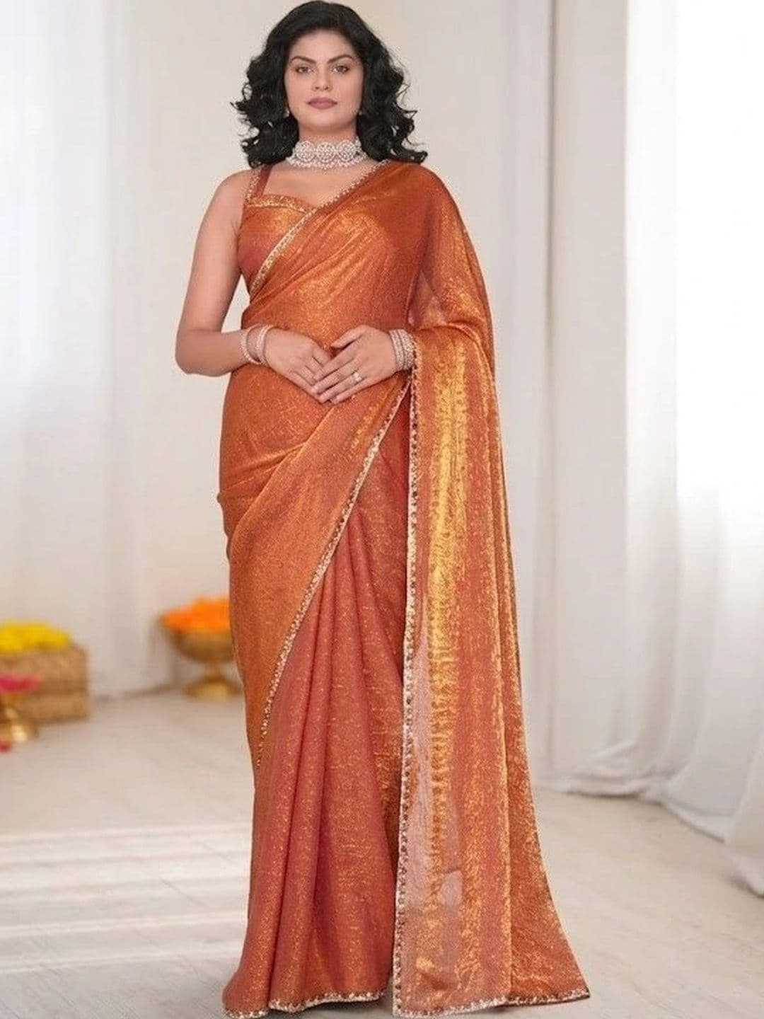 aeriebier Woven Design Zari Tissue Muga Saree - view 1