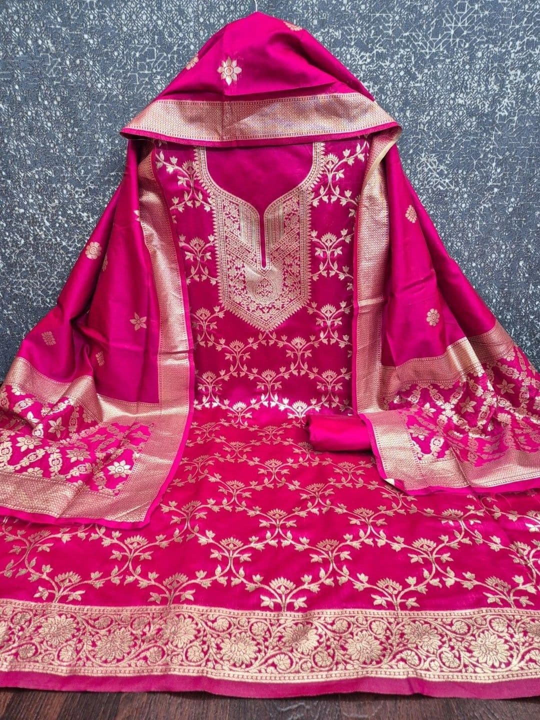 Milvia Art Silk Unstitched Dress Material thumbnail 2