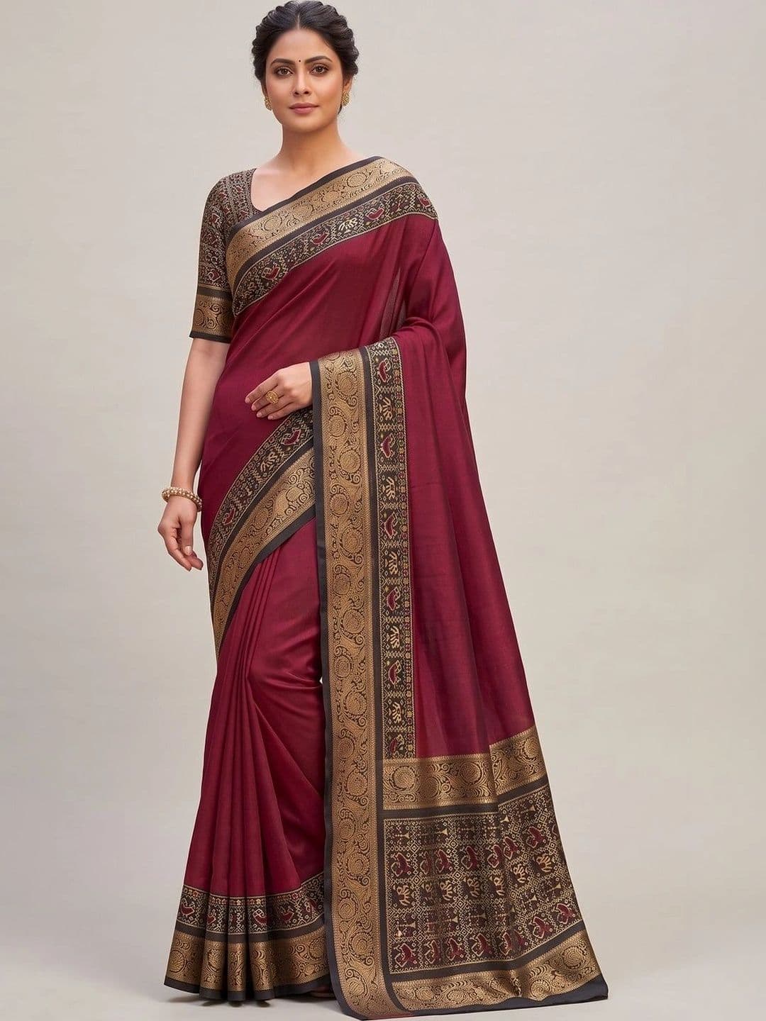 Peachmode Ethnic Motifs Zari Art Silk Handloom Patola Saree - view 1