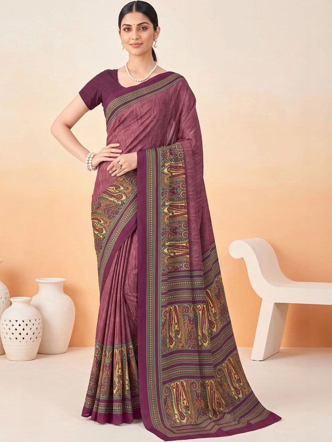 Anouk Ethnic Motifs Poly Crepe Designer Saree - view 1