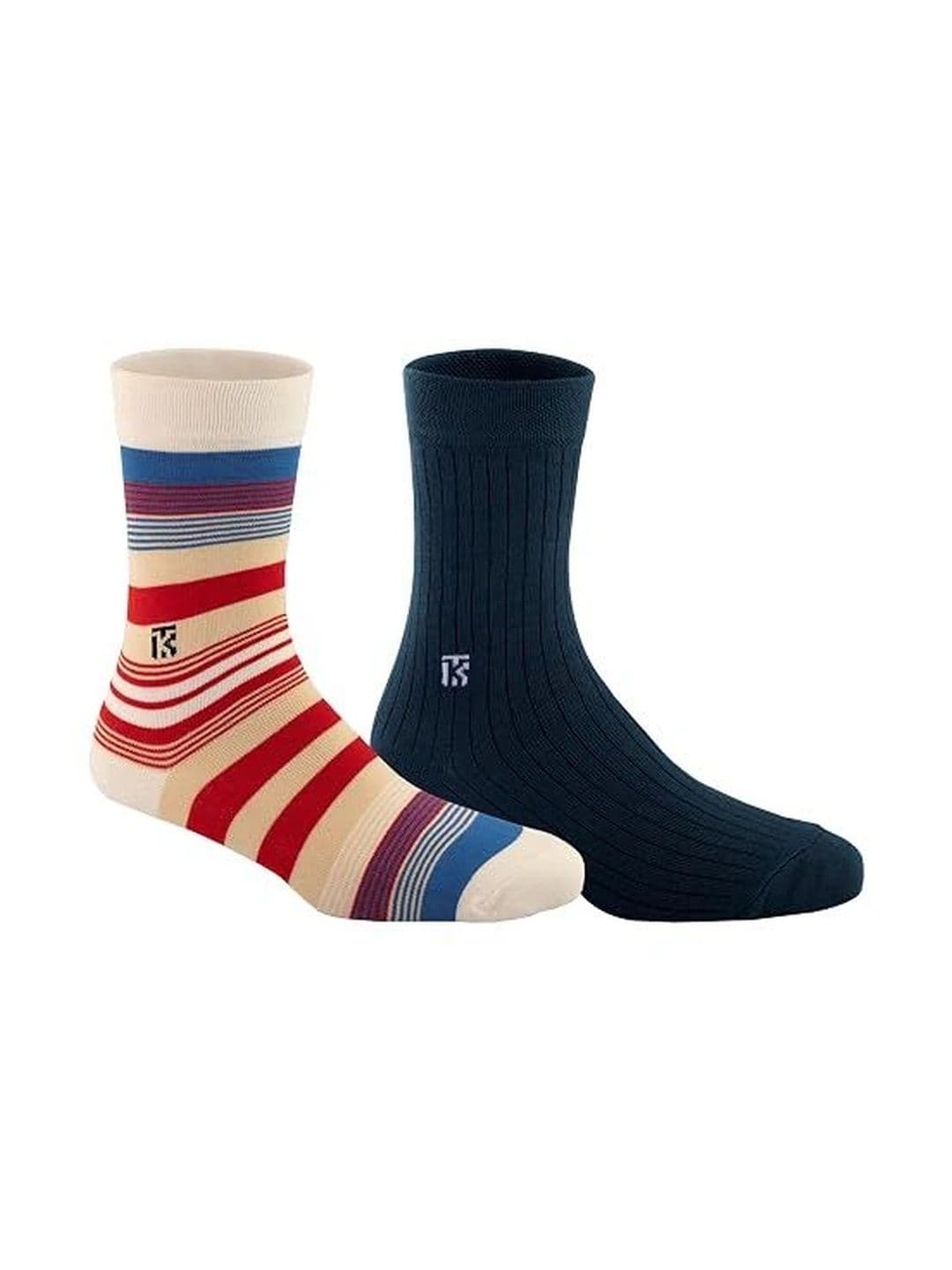 Kikitoes Men Pack of 2 Assorted Striped Calf Length Socks - view 1