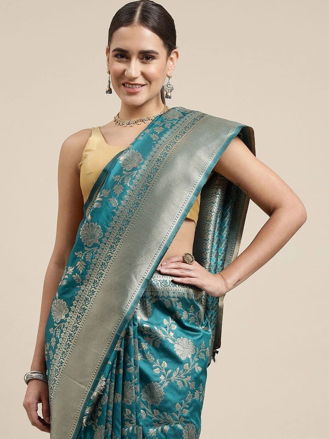 Dhaaga Ghar Woven Design Zari Art Silk Banarasi Saree thumbnail 7