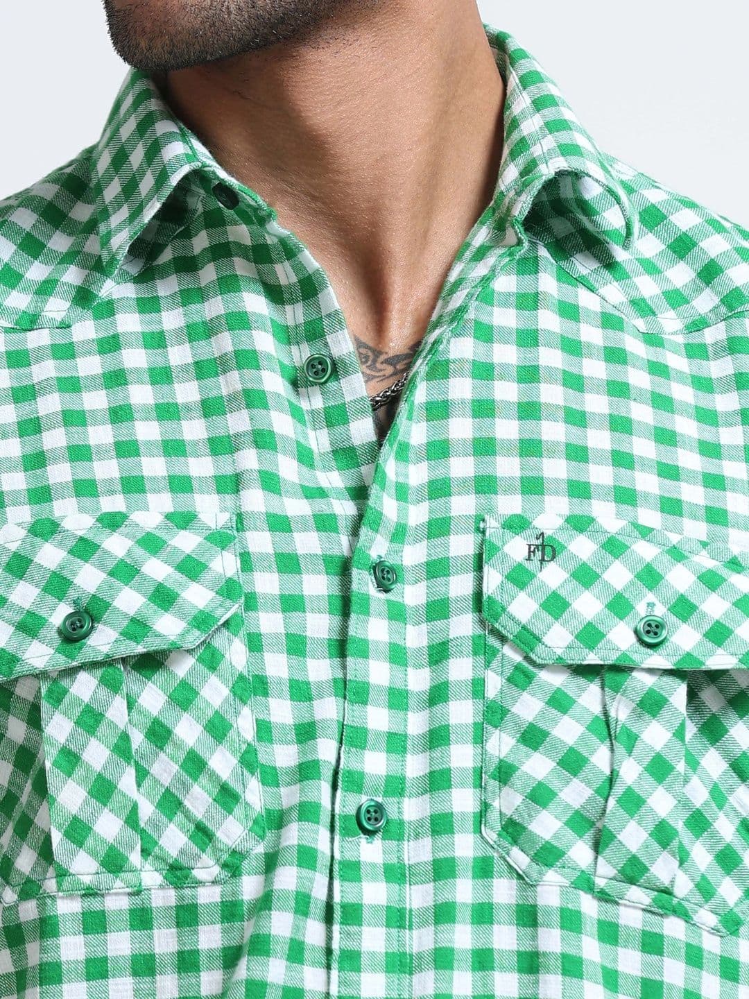 FashionDistrict Men Comfort Gingham Checks Sheer Checked Casual Shirt thumbnail 3