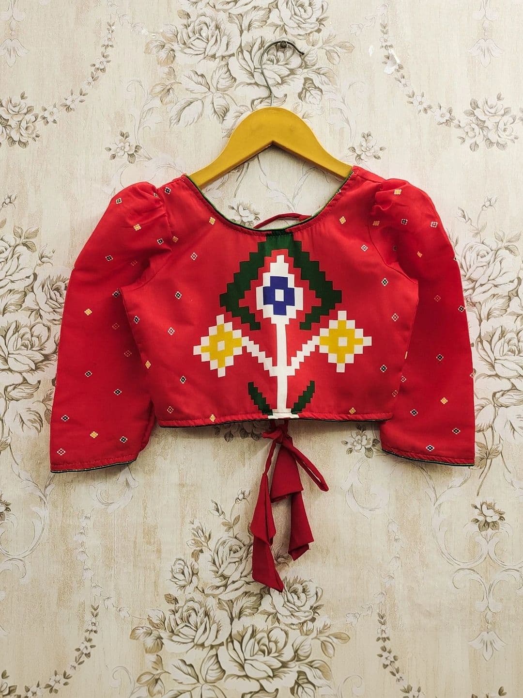 KALINI Girls Embroidered Ikat Ready to Wear Lehenga & thumbnail 3
