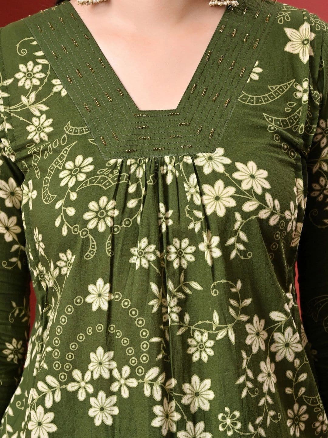 Anouk Women Floral Printed Regular Pure Cotton Kurta with Palazzos & With Dupatta thumbnail 5