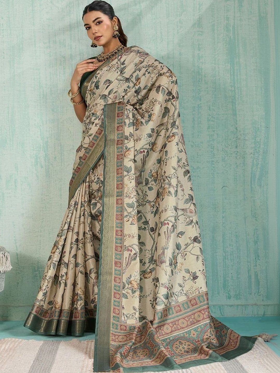 Moda Rapido Floral Silk Blend Designer Saree thumbnail 4