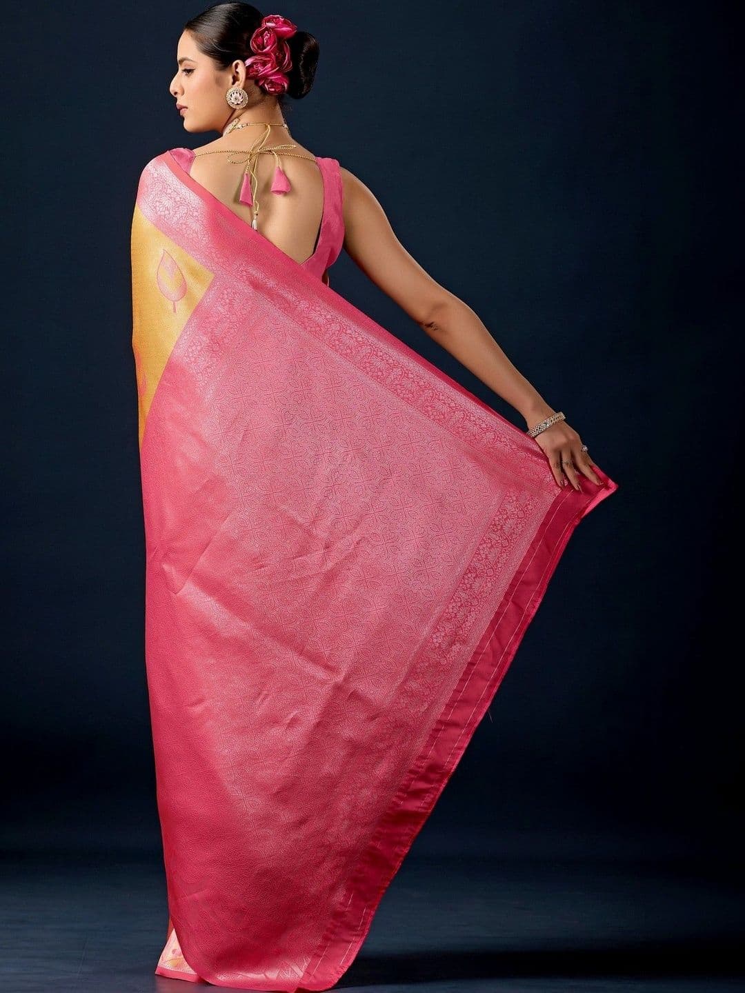 ERIKA Woven Design Zari Silk Blend Designer Banarasi Saree thumbnail 2