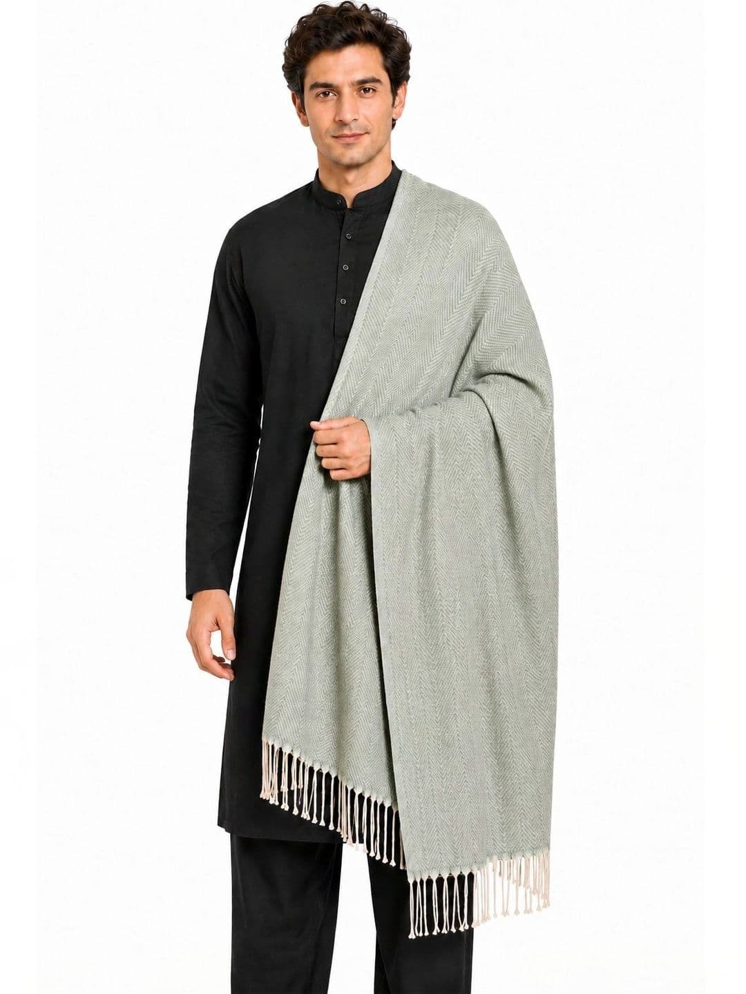 WOOLOASIS Men Woven Design Stole thumbnail 3