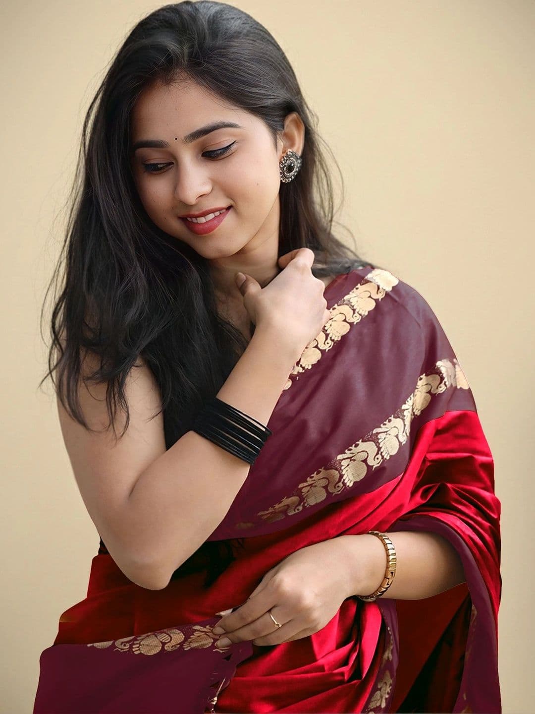 UMANTA Woven Design Zari Silk Cotton Designer Gadwal Saree thumbnail 2