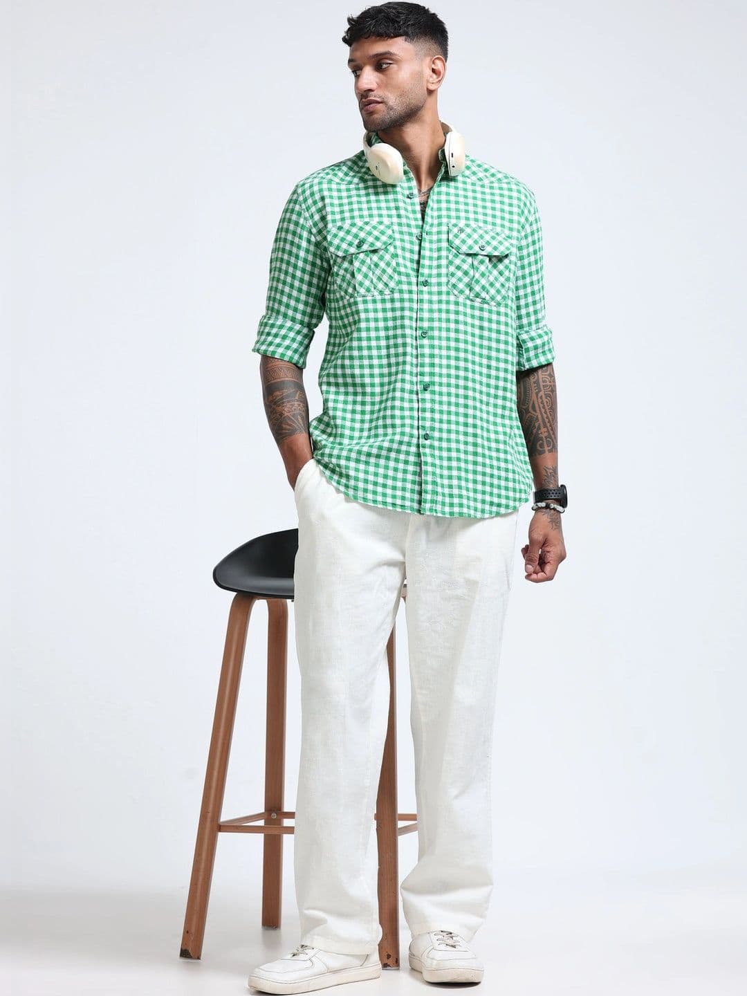 FashionDistrict Men Comfort Gingham Checks Sheer Checked Casual Shirt thumbnail 4
