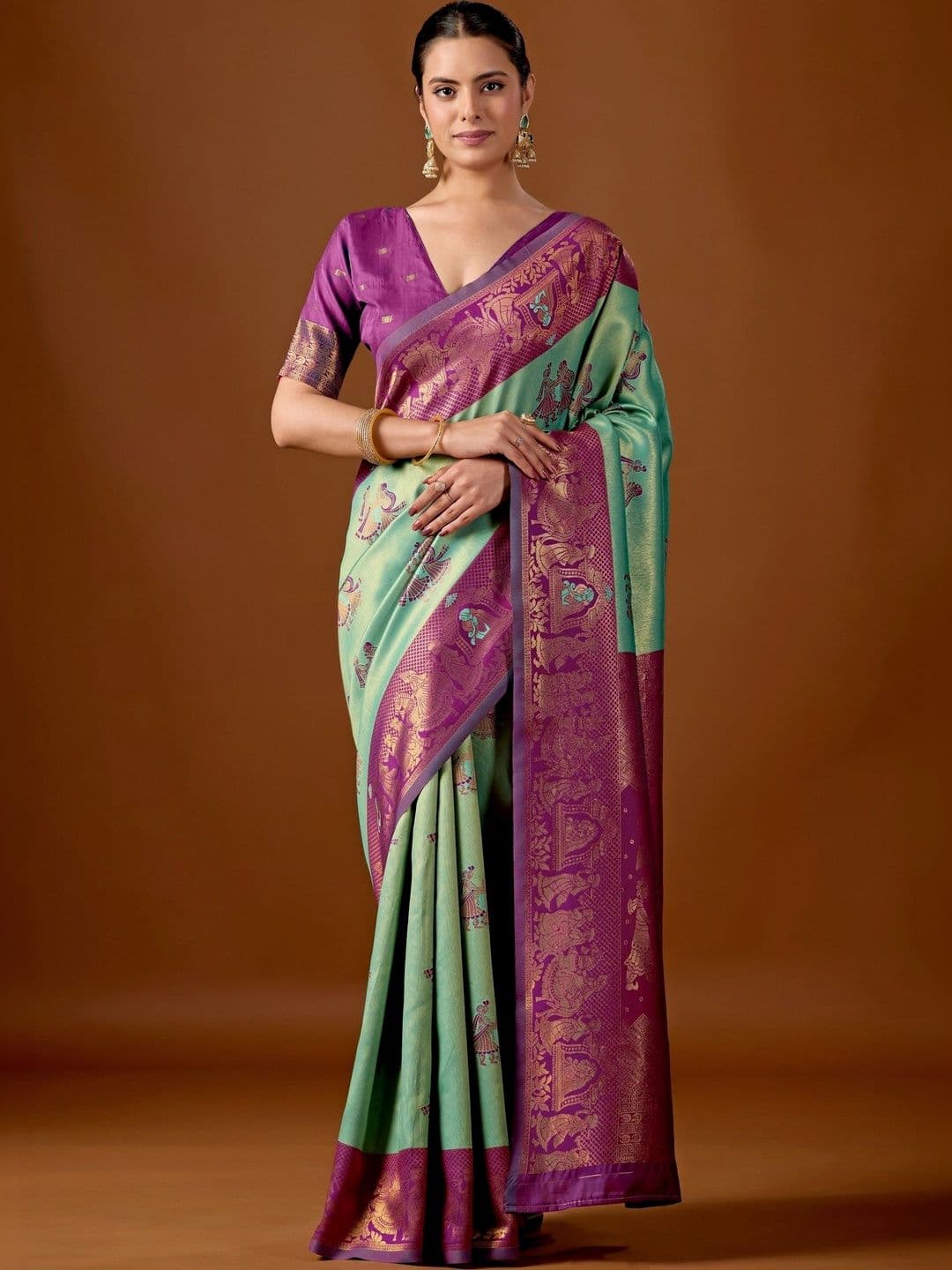 ERIKA Woven Design Zari Silk Blend Designer Banarasi Saree - view 1