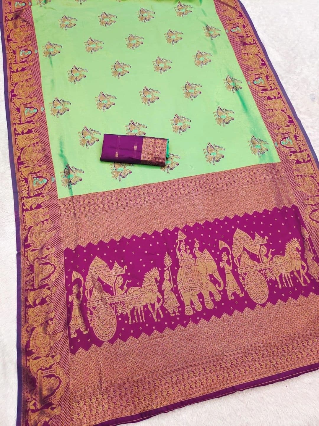 ERIKA Woven Design Zari Silk Blend Designer Banarasi Saree thumbnail 6