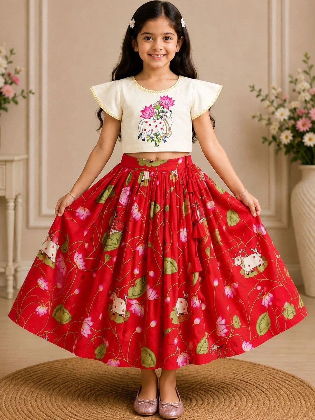 KALINI Girls Printed Ready to Wear Lehenga & - view 1
