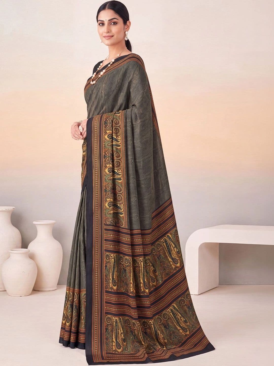 Anouk Paisley Poly Crepe Designer Saree thumbnail 7