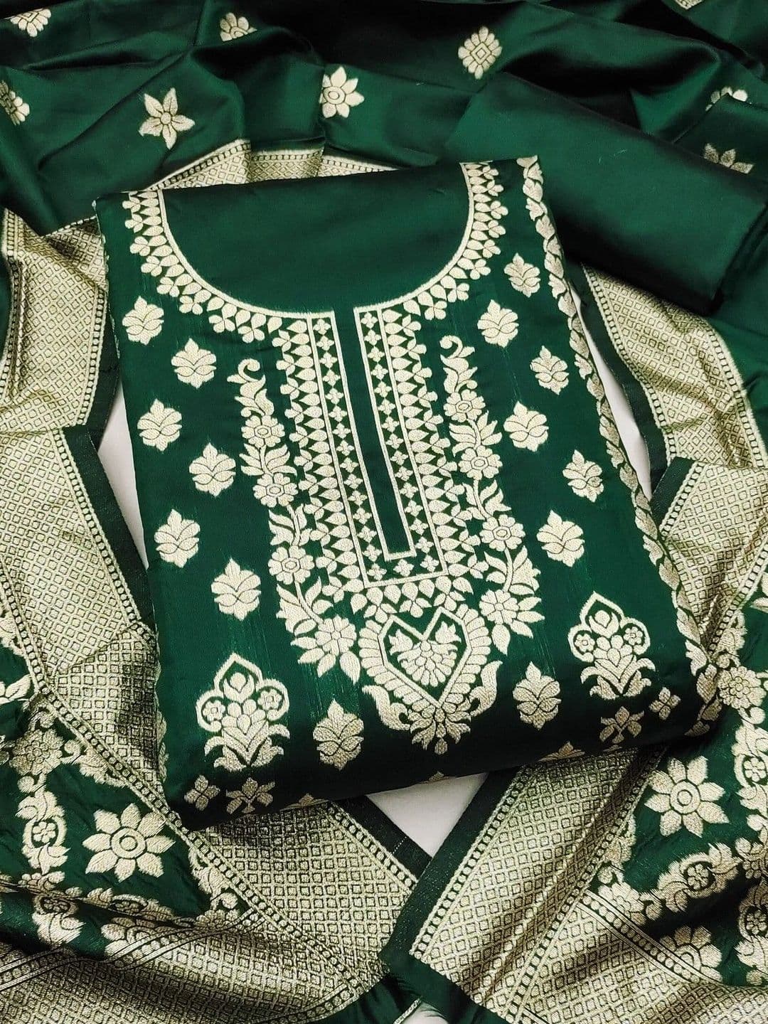 Milvia Art Silk Unstitched Dress Material - view 1