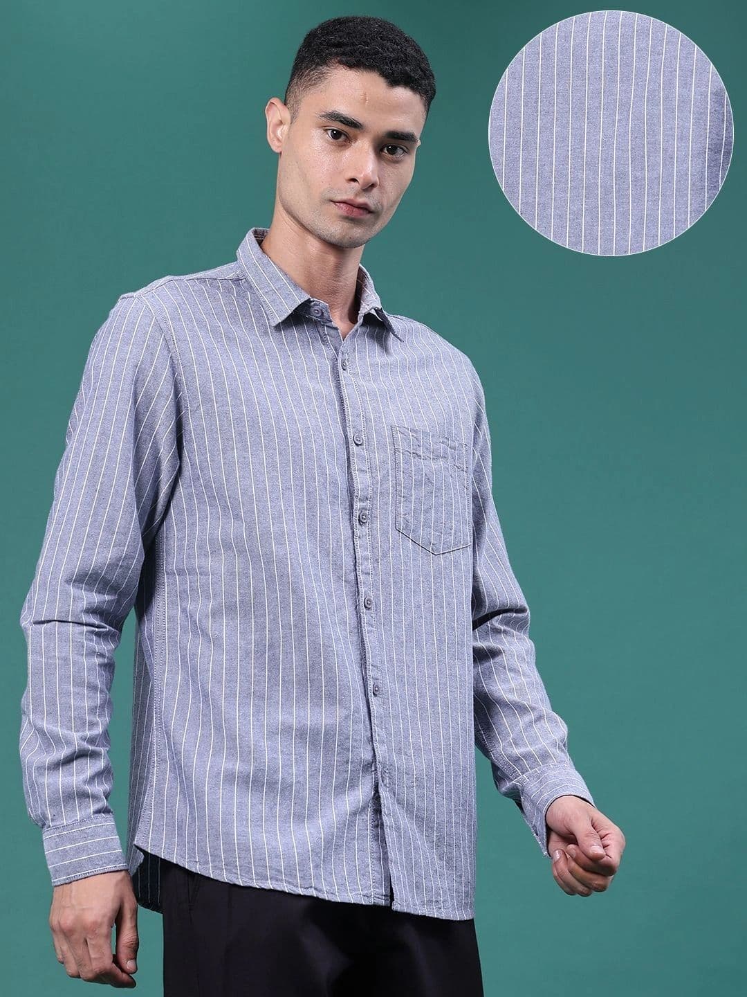 LIMEROAD Men Striped Casual Shirt thumbnail 6