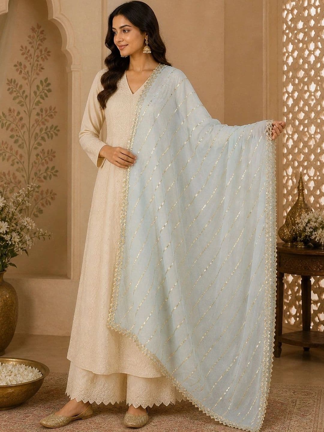 STUTI FASHION Embroidered Dupatta with Zari - view 1