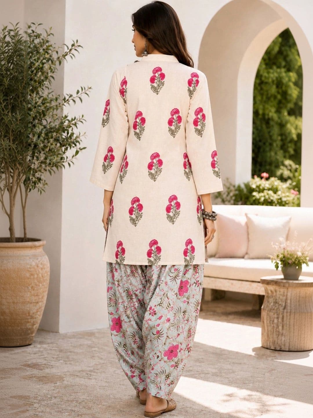 Moda Rapido Women Floral Printed Regular Pure Cotton Kurta with Patiala thumbnail 2