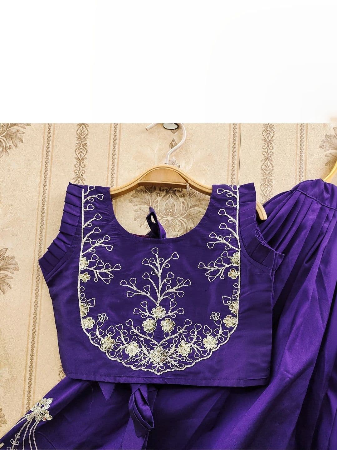KALINI Girls Embroidered Thread Work Ready to Wear Lehenga & Blouse With Dupatta thumbnail 5