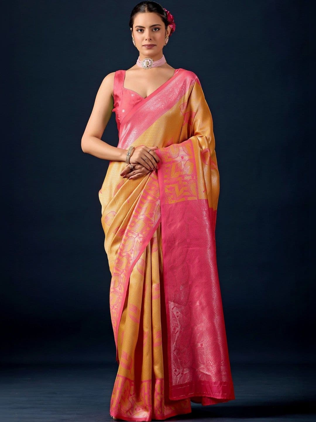 ERIKA Woven Design Zari Silk Blend Designer Banarasi Saree - view 1