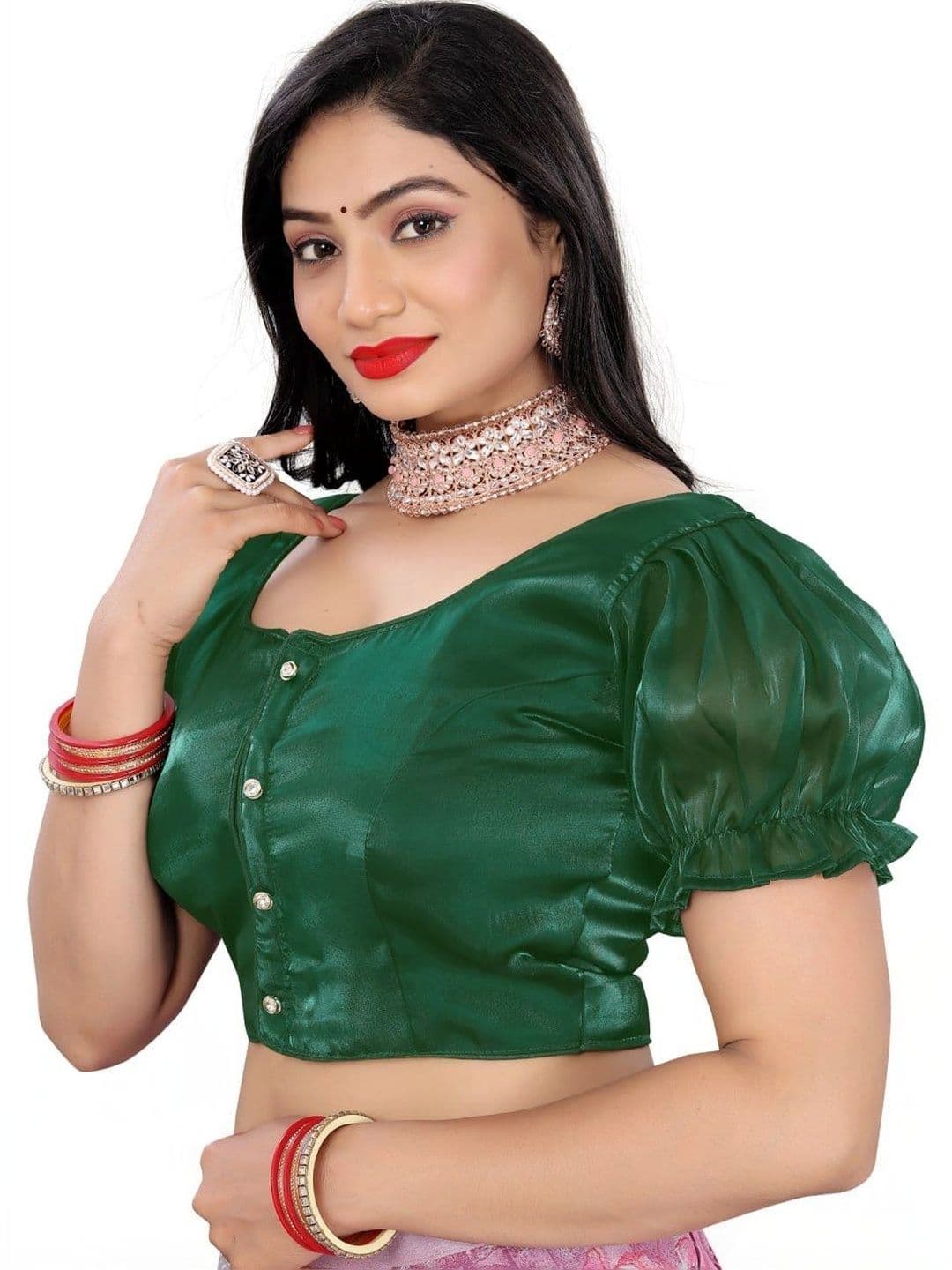 HUBNIC FASHION Silk Solid Saree Blouse thumbnail 3