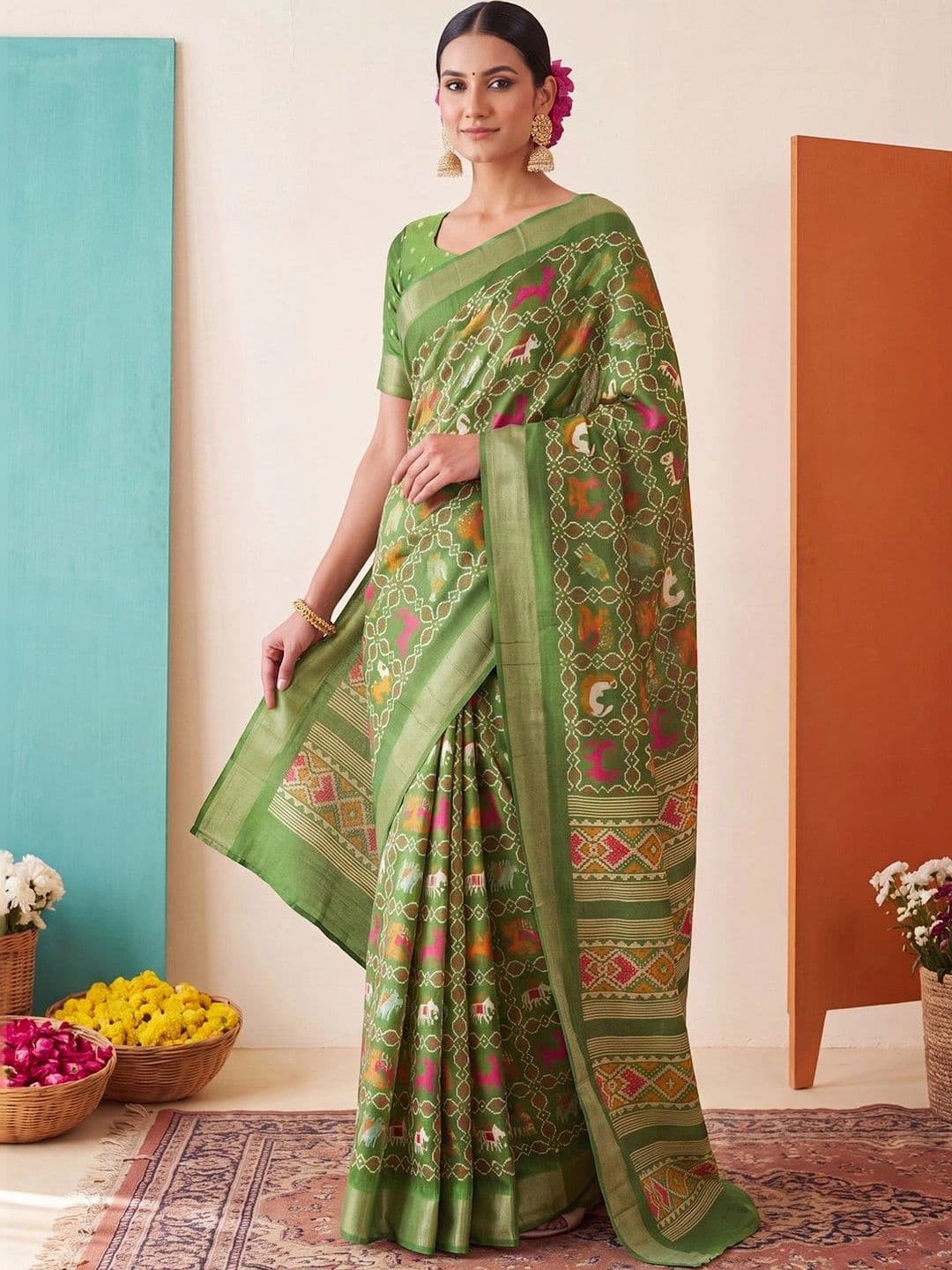 Anouk Woven Design Zari Silk Blend Designer Patola Saree thumbnail 7