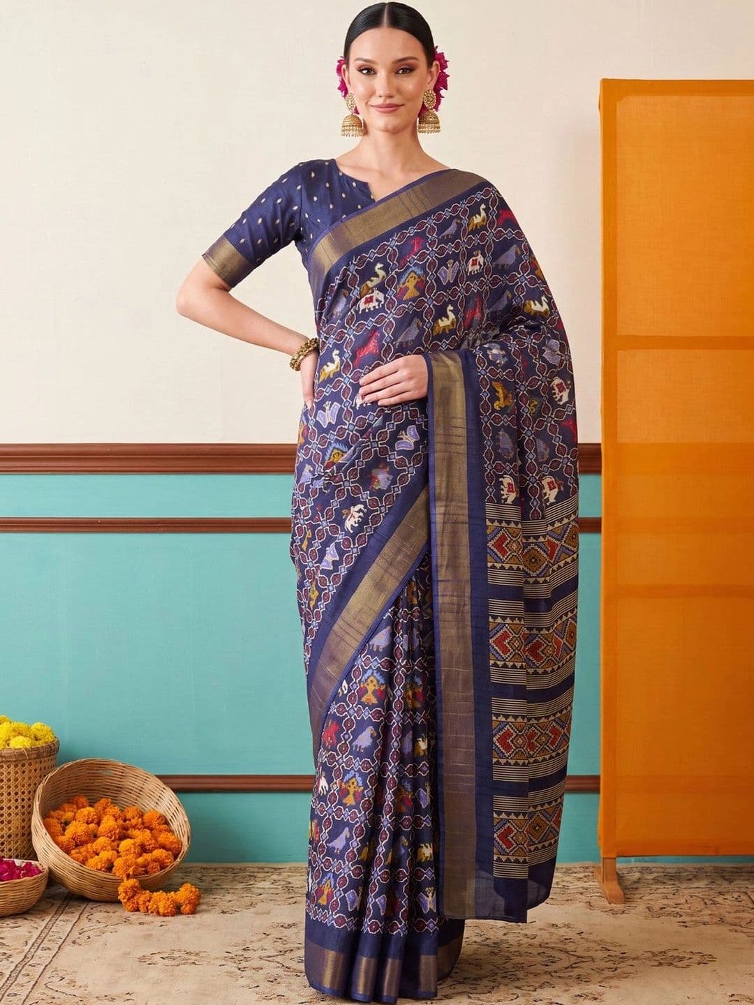 Anouk Zari Silk Blend Designer Patola Saree - view 1