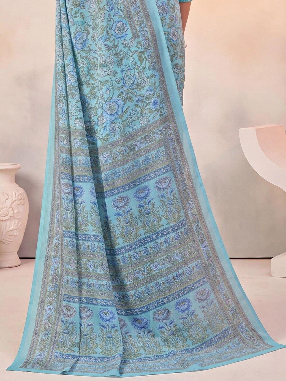 Anouk Floral Poly Crepe Designer Saree thumbnail 4