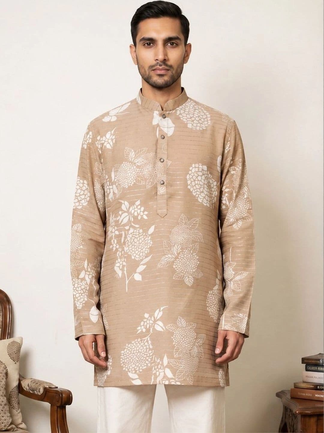 Jompers Men Floral Printed Floral Kurta thumbnail 6