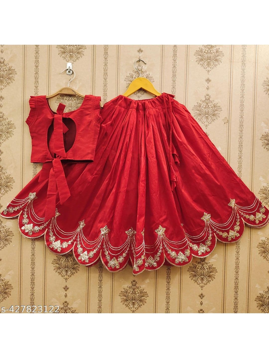 KALINI Girls Embroidered Thread Work Ready to Wear Lehenga & thumbnail 4
