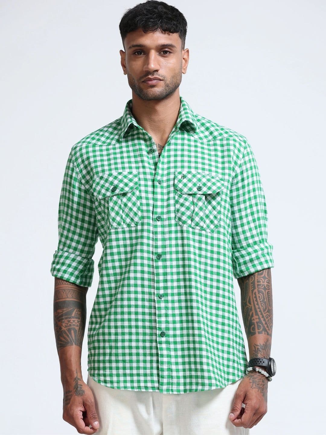 FashionDistrict Men Comfort Gingham Checks Sheer Checked Casual Shirt thumbnail 2