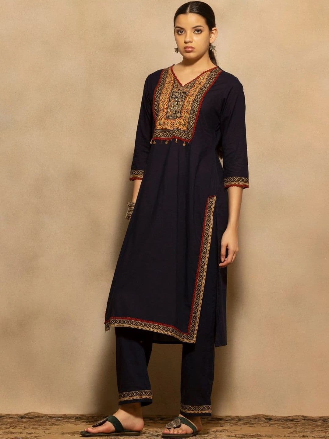 Sabhyata Women Ethnic Motifs Embroidered Regular Mirror Work Kurta with Trousers & Dupatta thumbnail 4