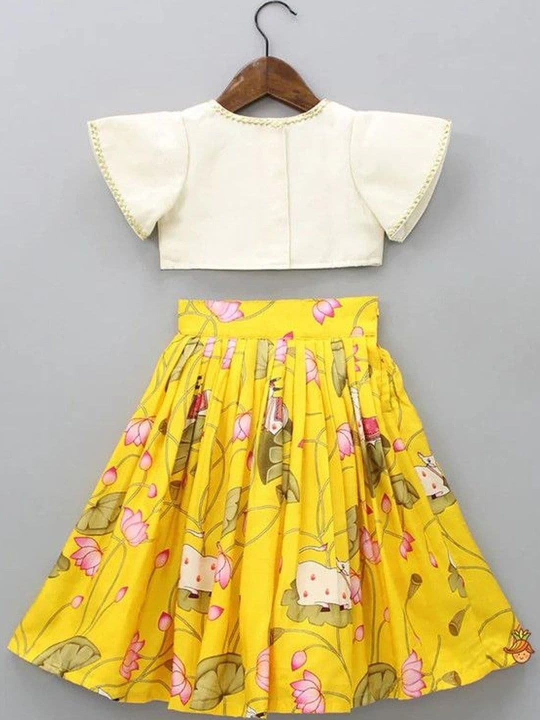 KALINI Girls Printed Kalamkari Ready to Wear Lehenga & thumbnail 2