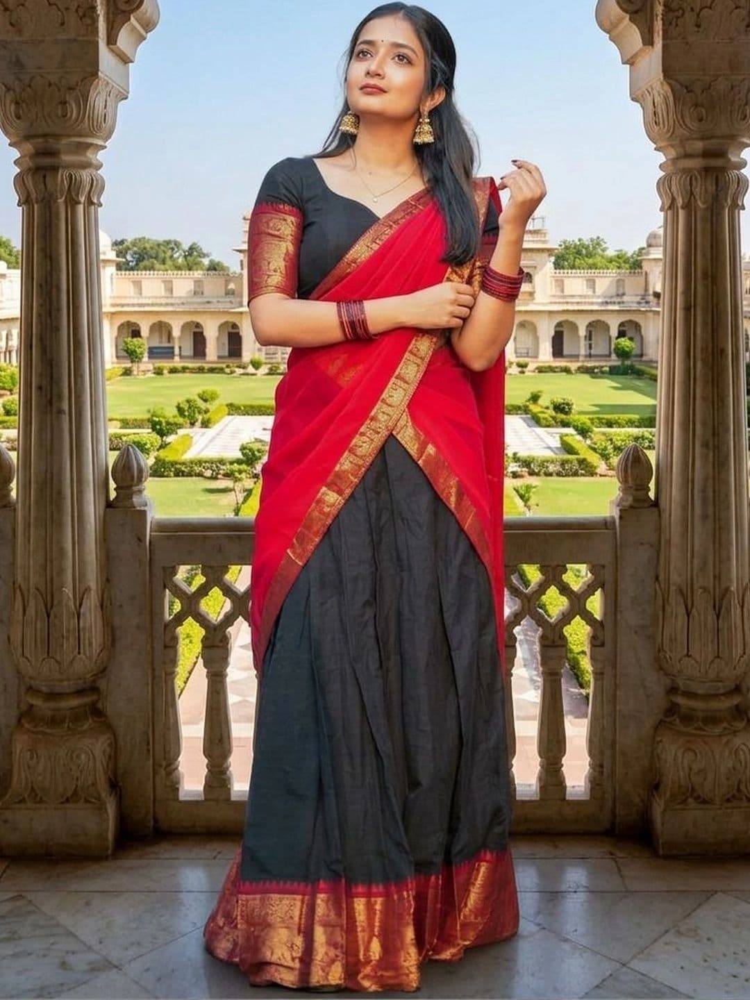 HERE&NOW Unstitched Lehenga & Blouse With Dupatta thumbnail 5