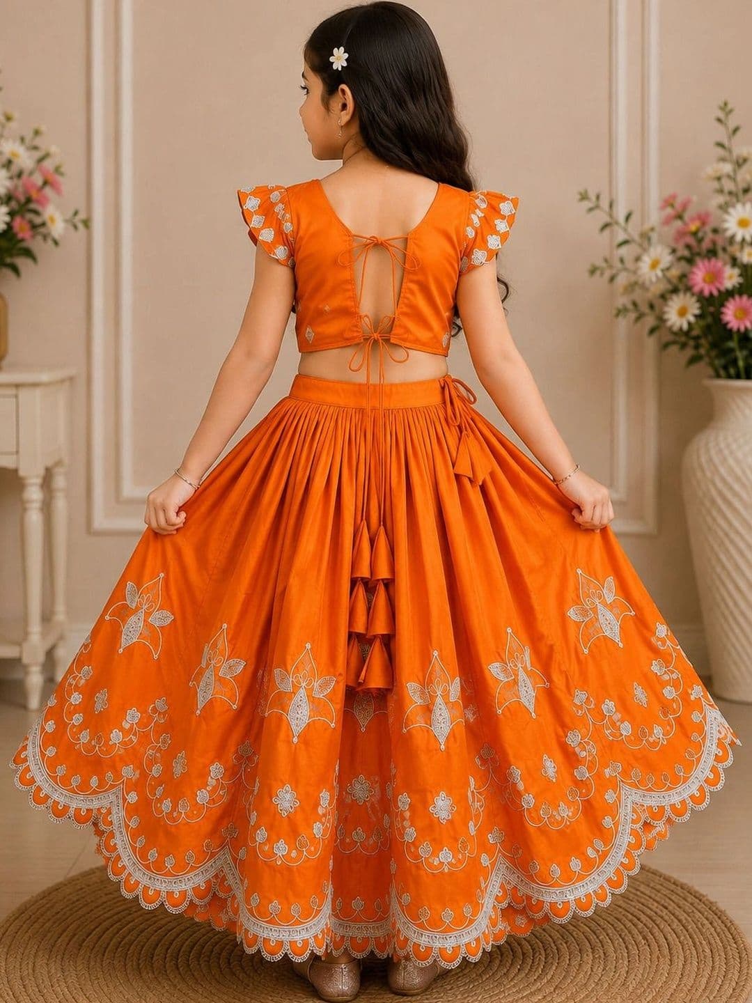 KALINI Girls Embellished Sequinned Ready to Wear Lehenga & thumbnail 3