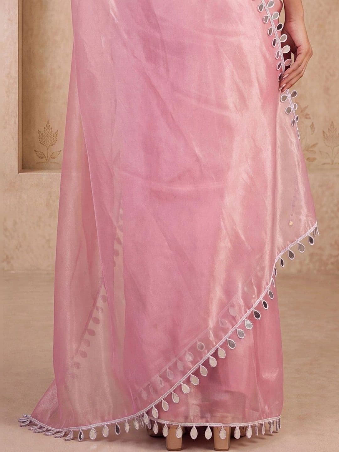 Anouk Mirror Work Satin Designer Saree thumbnail 5