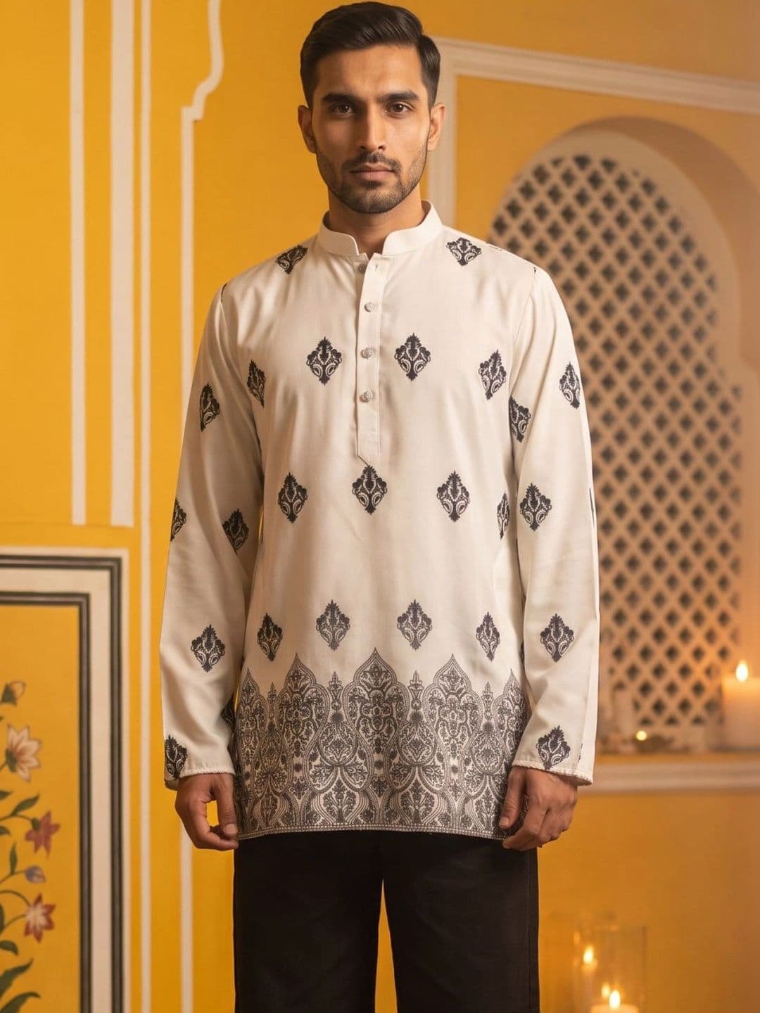Jompers Men Ethnic Motifs Embroidered Kurta thumbnail 4
