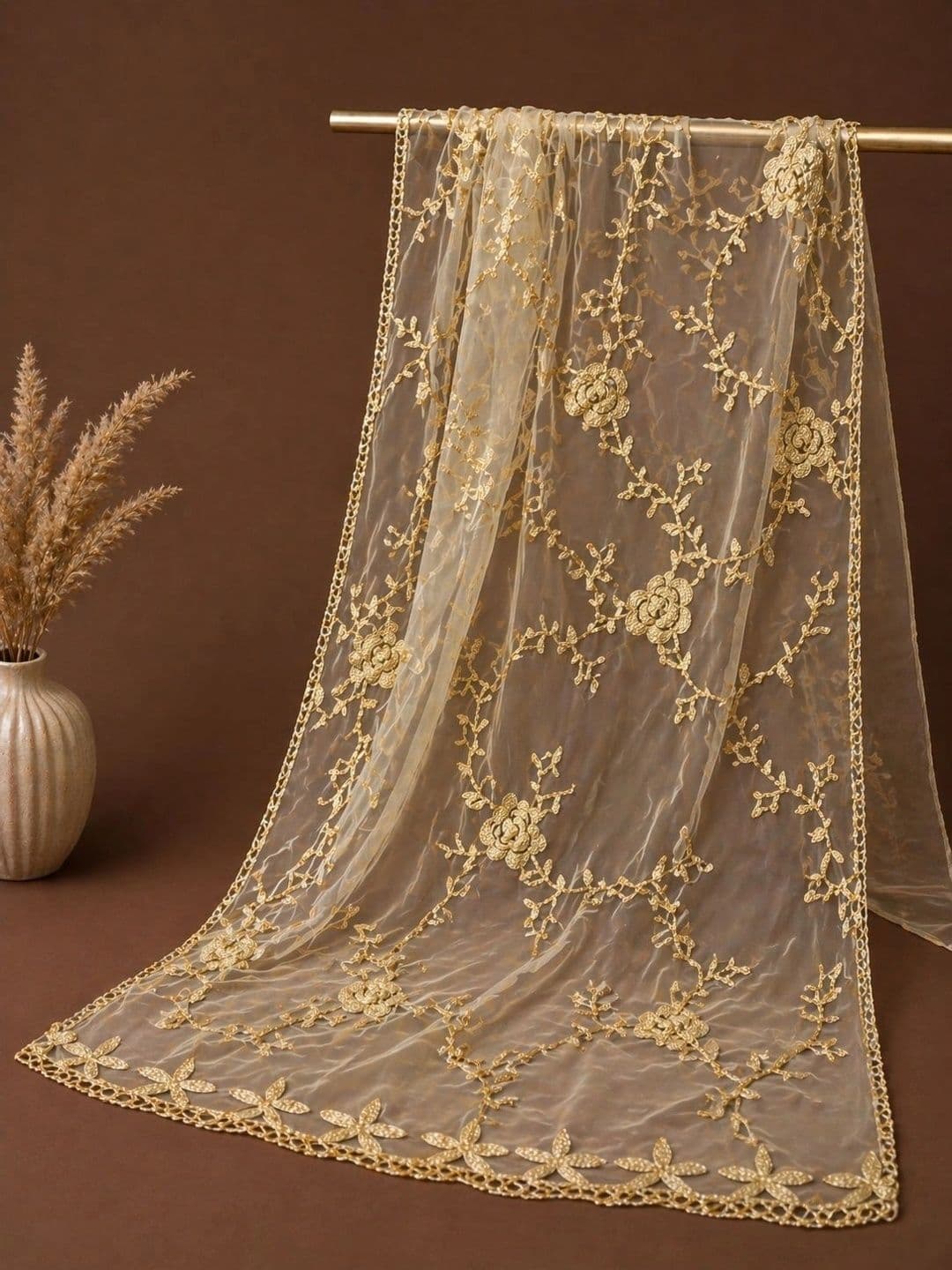 STUTI FASHION Embroidered Dupatta with Thread Work thumbnail 4