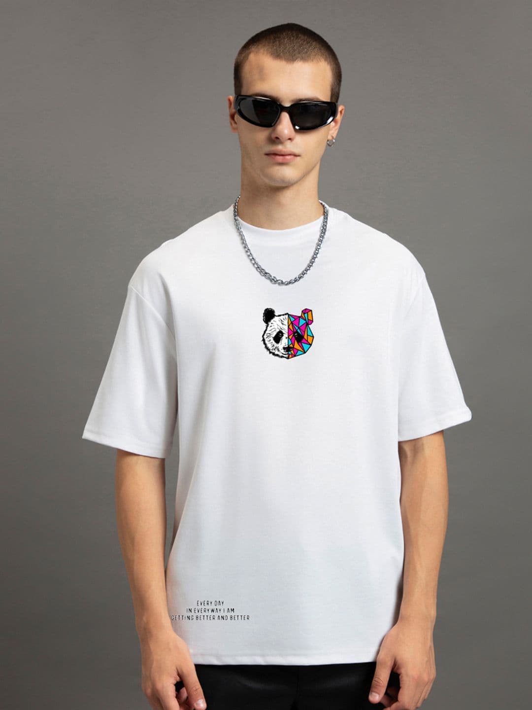 Bewakoof Men Better White Printed Graphic Cotton Drop-Shoulder Sleeves Oversized Fit T-shirt thumbnail 3