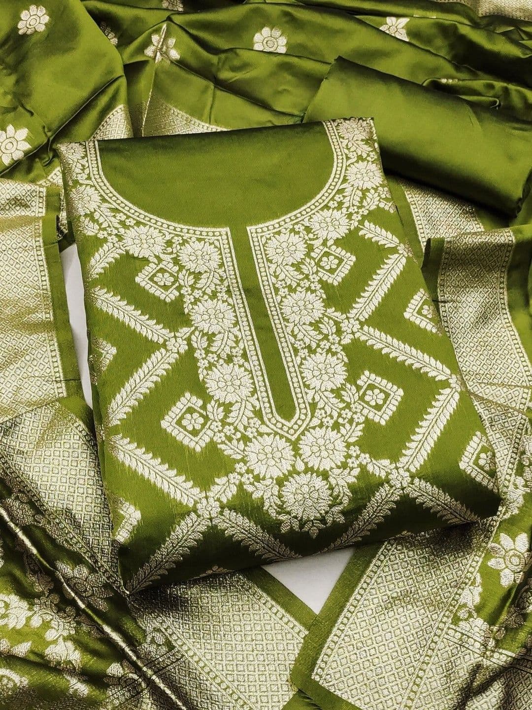 Milvia Art Silk Unstitched Dress Material - view 1