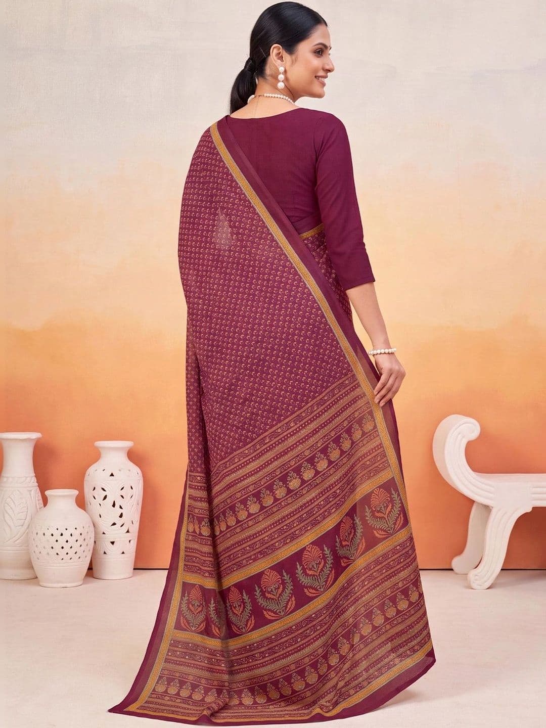 Anouk Paisley Poly Crepe Designer Saree thumbnail 3
