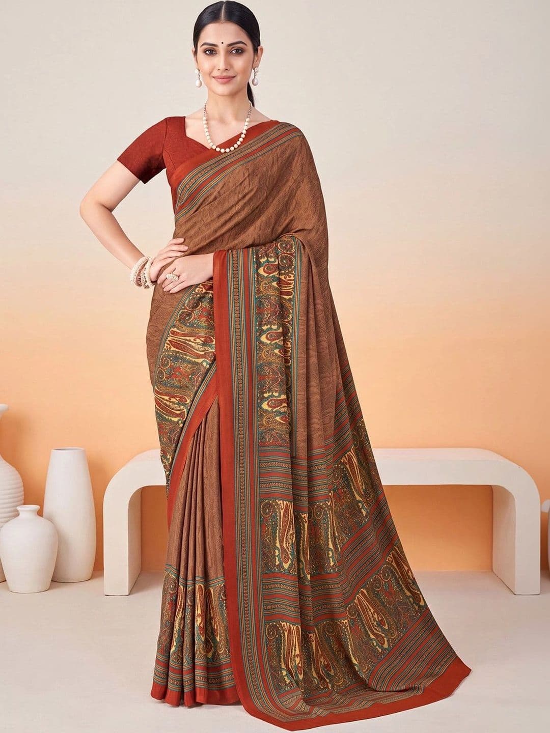 Anouk Paisley Poly Crepe Designer Saree - view 1