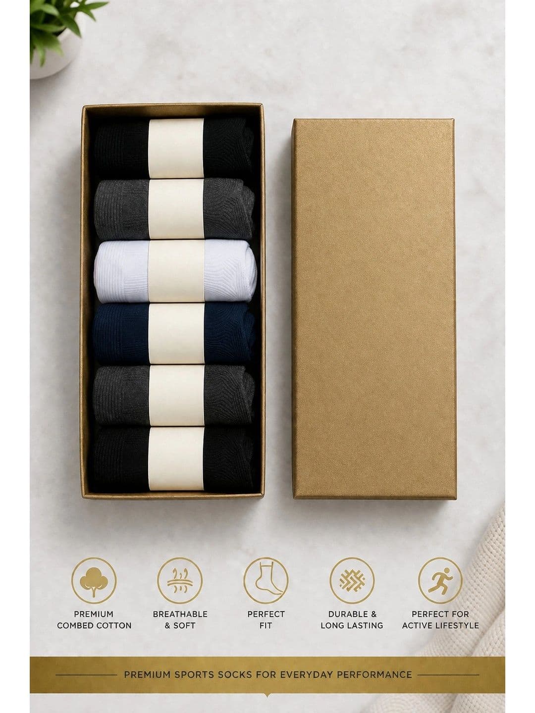 SHOPCASH Men Pack of 6 Cotton Assorted Ankle Length Socks thumbnail 2