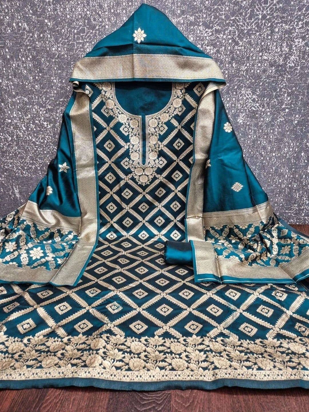 Milvia Art Silk Unstitched Dress Material - view 1