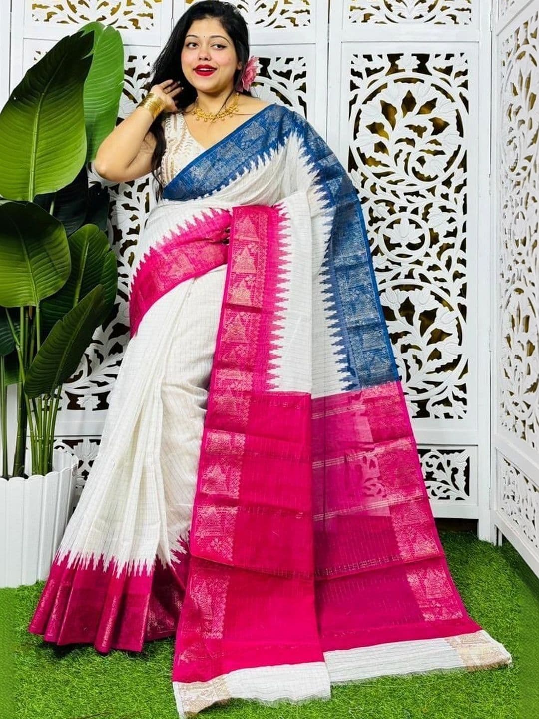 FASHIONIUM Woven Design Zari Pure Cotton Saree - view 1